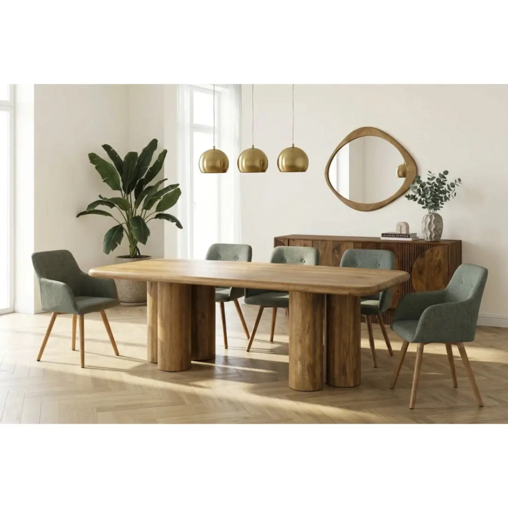 Tavolo da pranzo ORINO 240 cm in legno massello di mango - Tavolo rettangolare design con gambe cilindriche