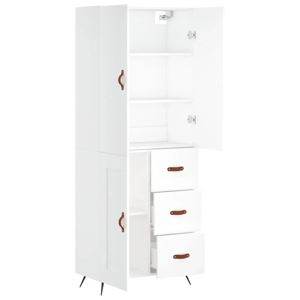 Credenza | Madia | Buffet da pranzo | Armadio da pranzo Bianca 69,5x34x180 cm in Legno Multistrato
