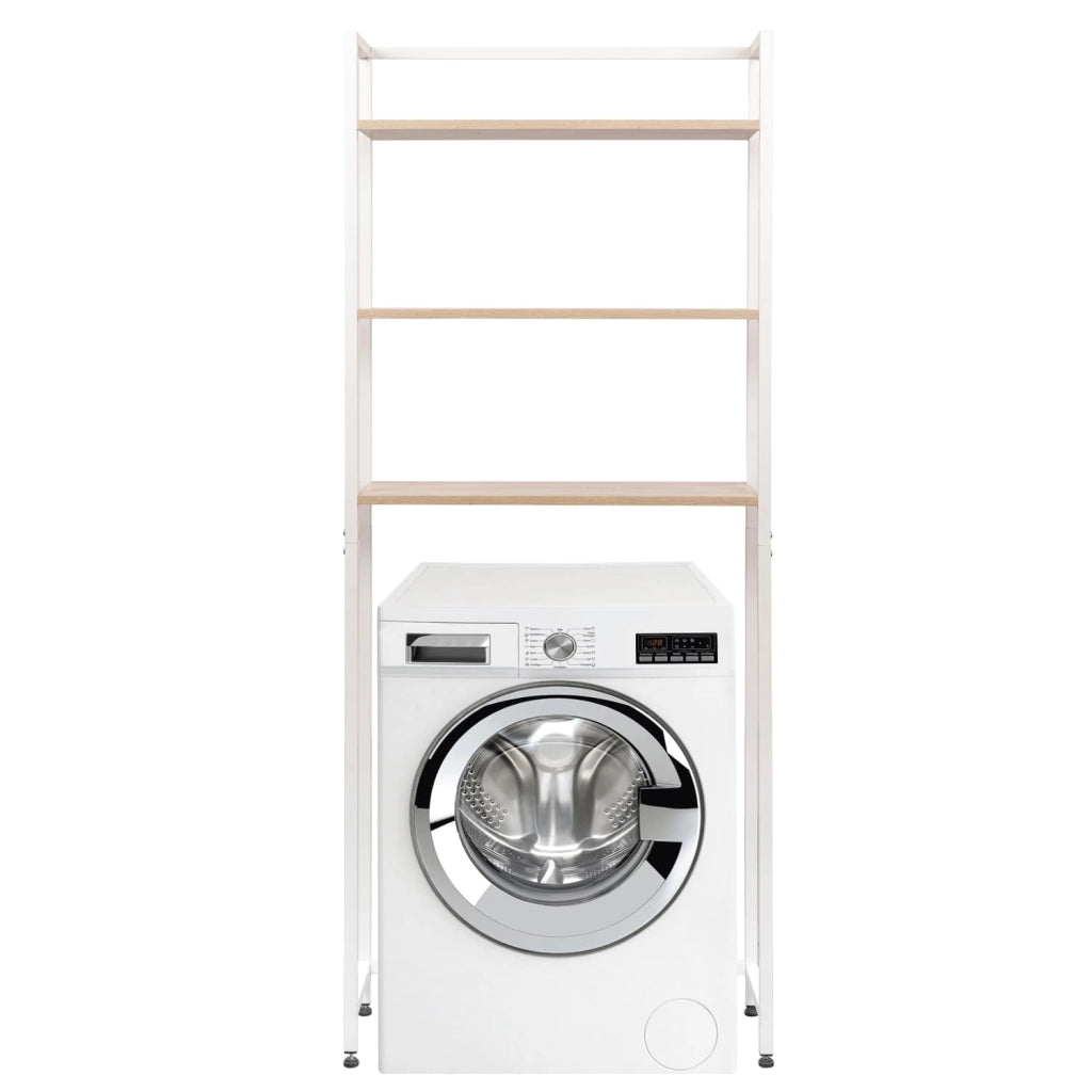 Marvin Mobile Lavatrice Salvaspazio Scaffali per Bagno in Metallo e Legno Robusto Ripiani Sopra Asciugatrice Lavanderia