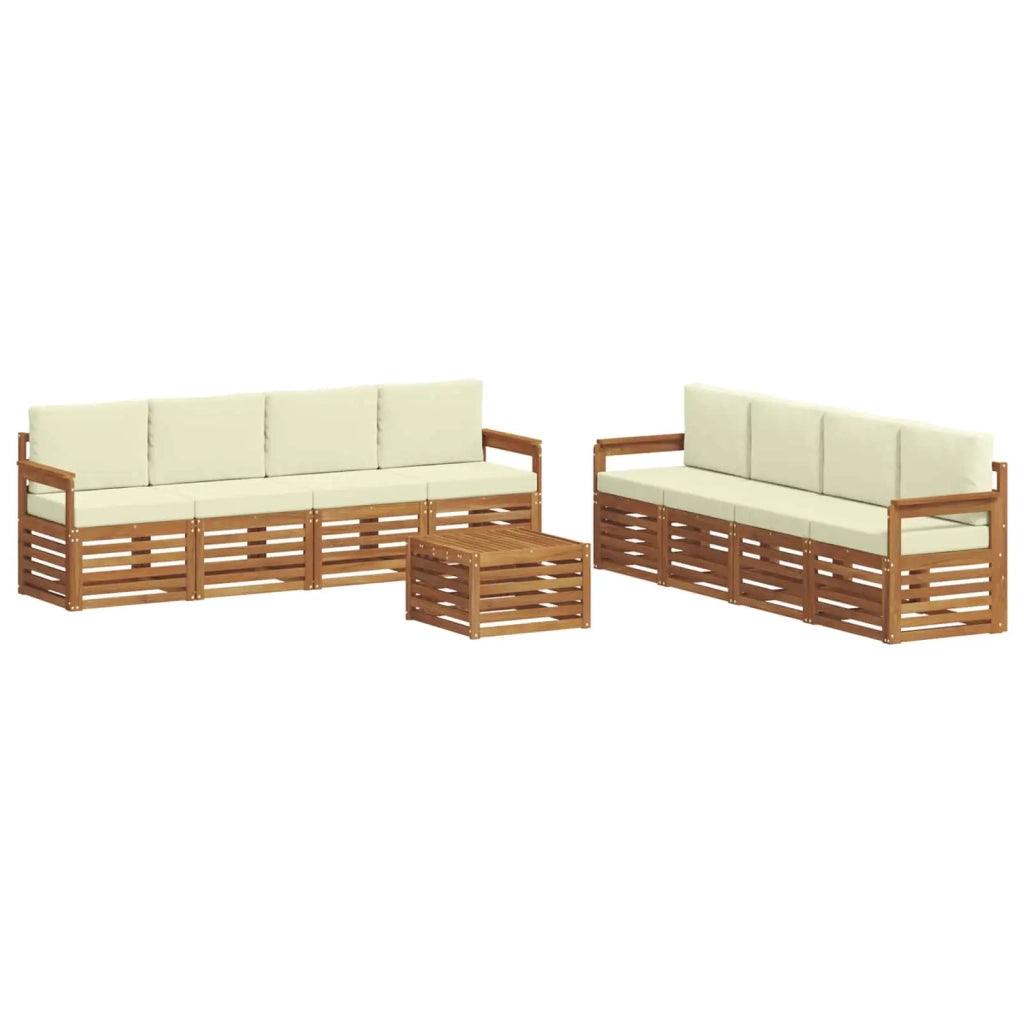 Set di divani da esterno 9 pz Naturale e Crema 3374555