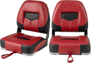 Set di 2 Sedie da Barca, Sedie per Barca Con Schienale Basso, Sedia Pieghevole, con Schiuma Spessa, Cinghia di Fissaggio, 50 x 42 x 52 cm (Rosso)