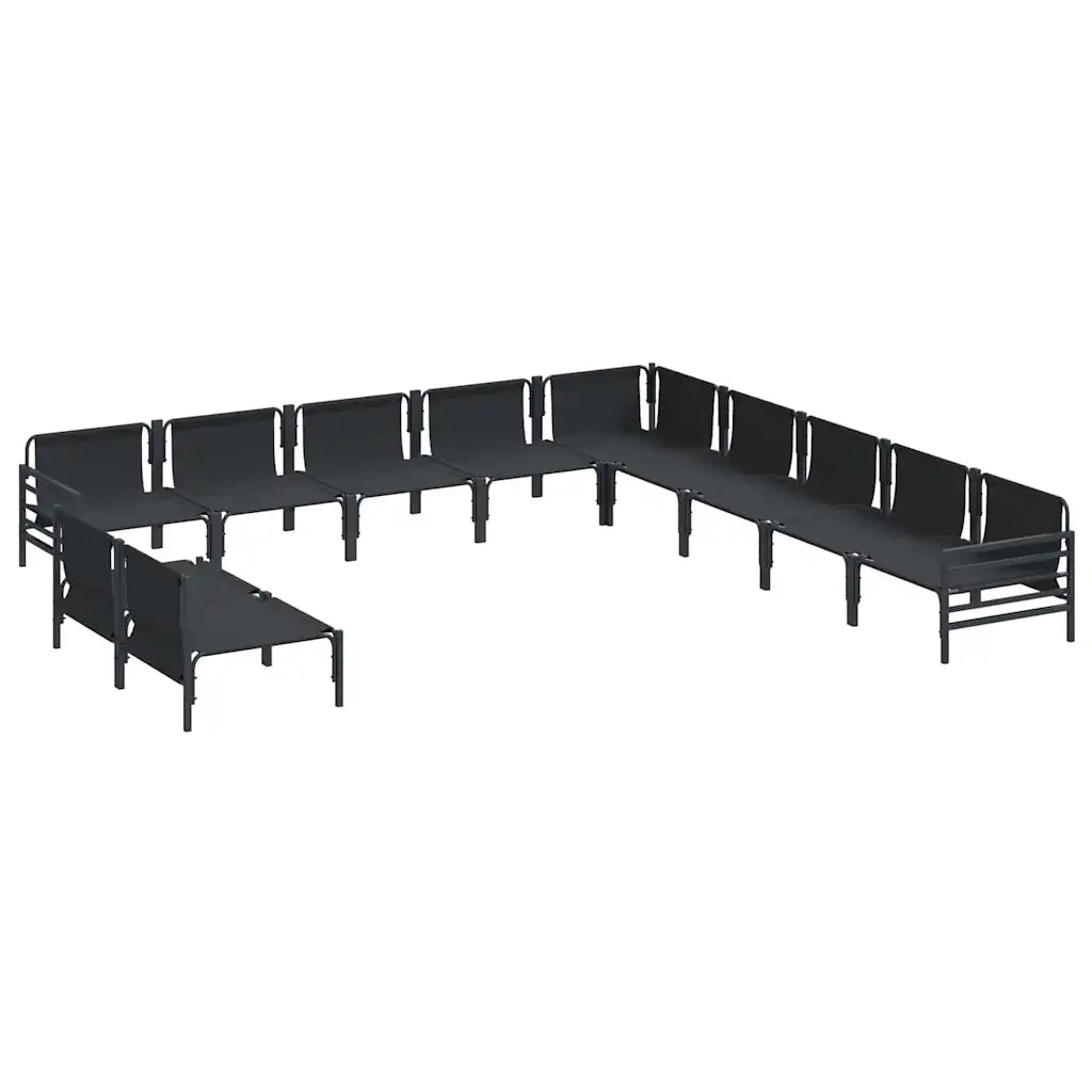 Set Divano da Giardino con cuscino 11 pcs Nero Acciaio 3379000