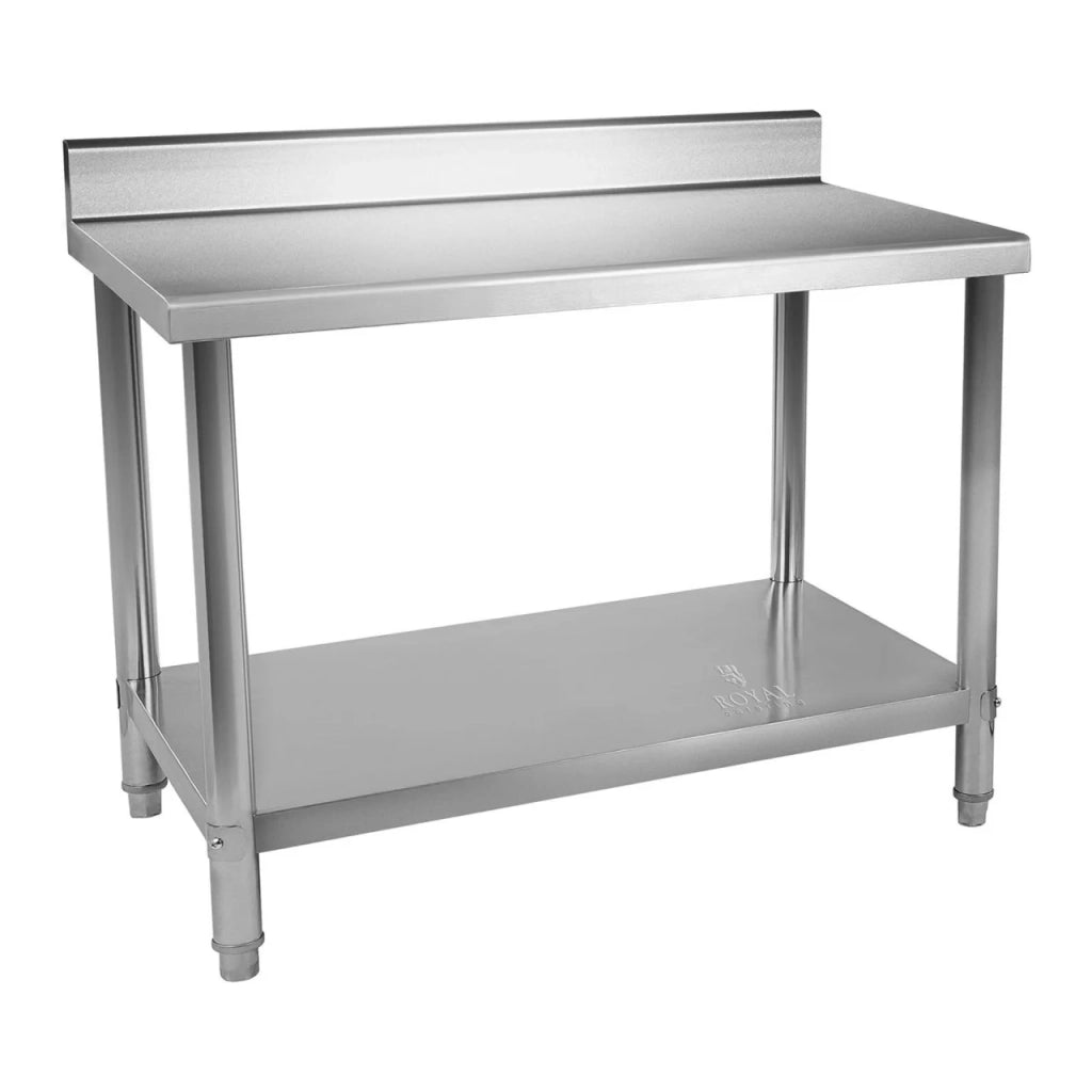 Tavolo da lavoro professionale da cucina in acciaio inox 120 x 70 cm con alzatina portata 115 kg 14_0003656