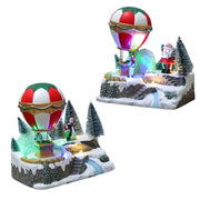 Trade Shop - Decorazione Mongolfiera Natalizia Neve Luci Musica Con Movimento 18x13x19.5cm 2 Modelli -