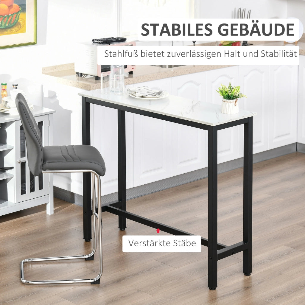 Tavolo da pranzo - bar effetto marmo - 120x40x100 cm - piedi regolabili - bianco+nero - acciaio