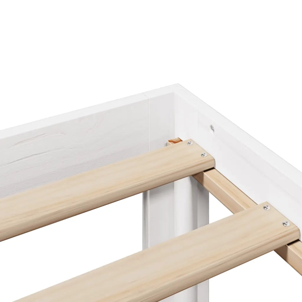 Giroletto con Testiera Bianco 150x200 cm Legno Massello di Pino 3306830