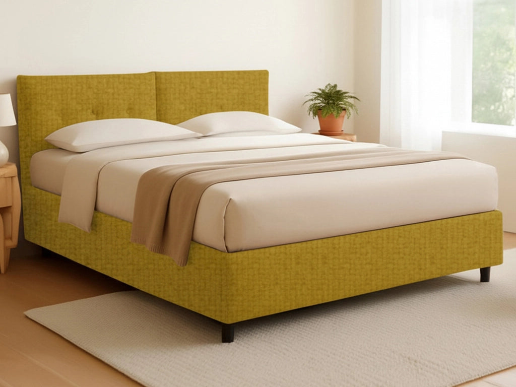 Derby, Letto Matrimoniale Sfoderabile Made in Italy, Giallo Ocra