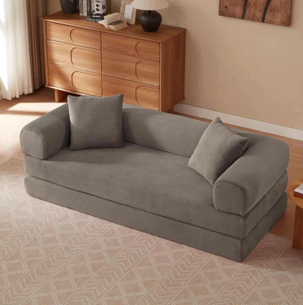 Divano letto modulare in velluto taupe