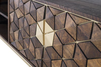 Mobile TV con 4 ante in legno di mango e base in metallo