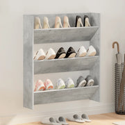 Scarpiera a Muro Grigio Cemento 80x18x90cm in Legno Multistrato 806785