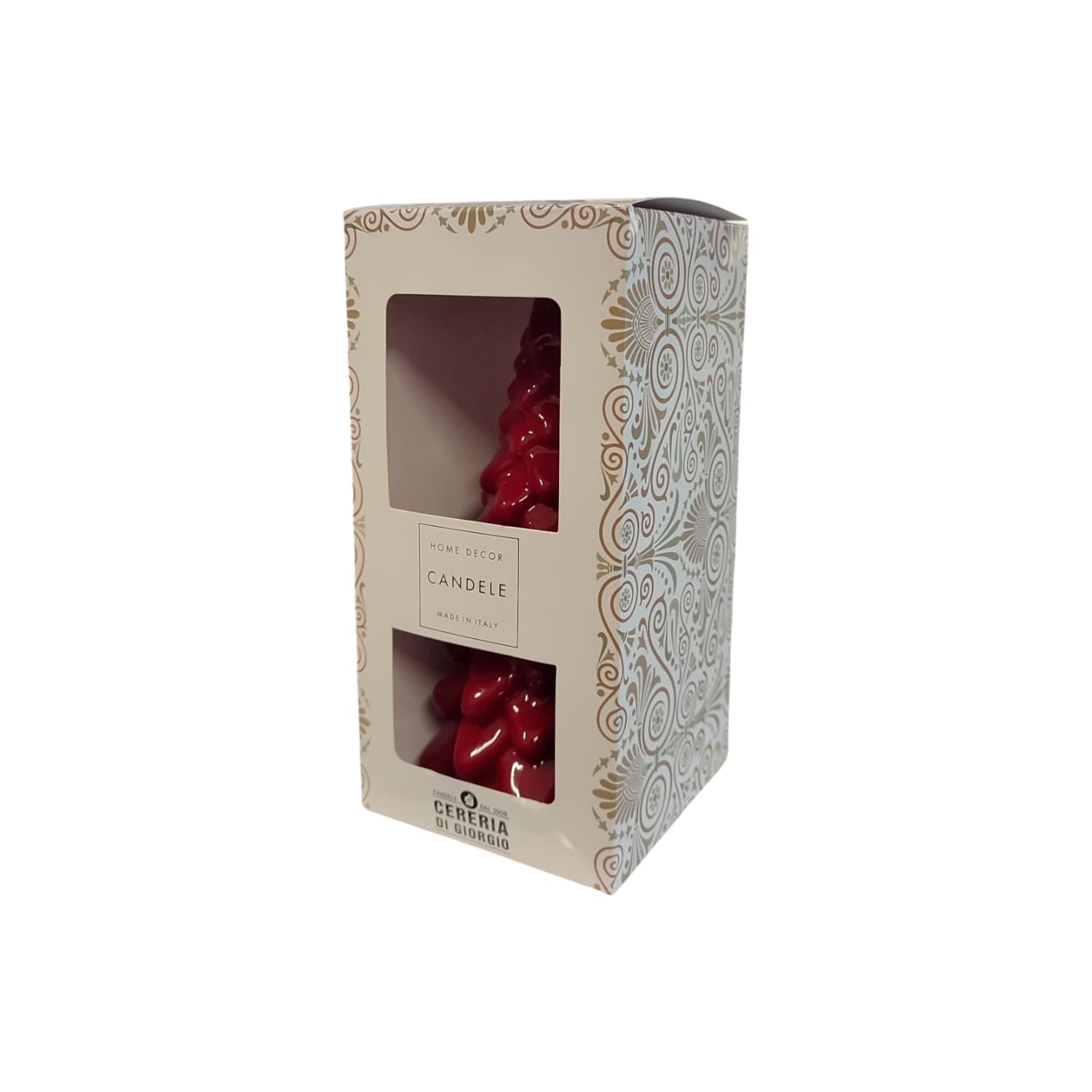 CANDELA ALBERO DI NATALE LACCATA ROSSA