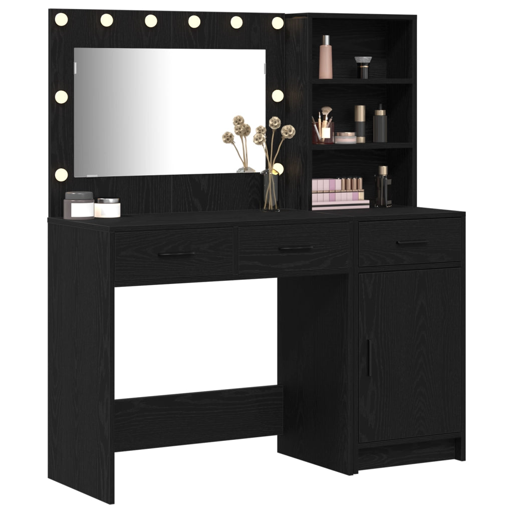 Set di 2 Pezzi per Toeletta con LED in Legno Ingegnerizzato Nero