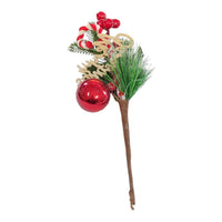 Ramo Natalizio 26cm con Bacche, Pallina, Bastoncino Candy e Scritta Merry Christmas