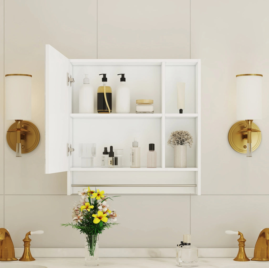 Mobile bagno con specchio bianco e vani a giorno