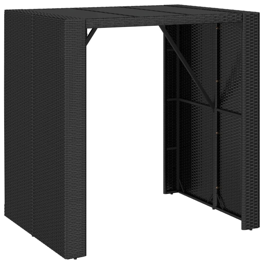 Set bar da giardino mobili da esterno terrazza 5 pezzi polyrattan nero/legno massiccio di acacia 02_0013484