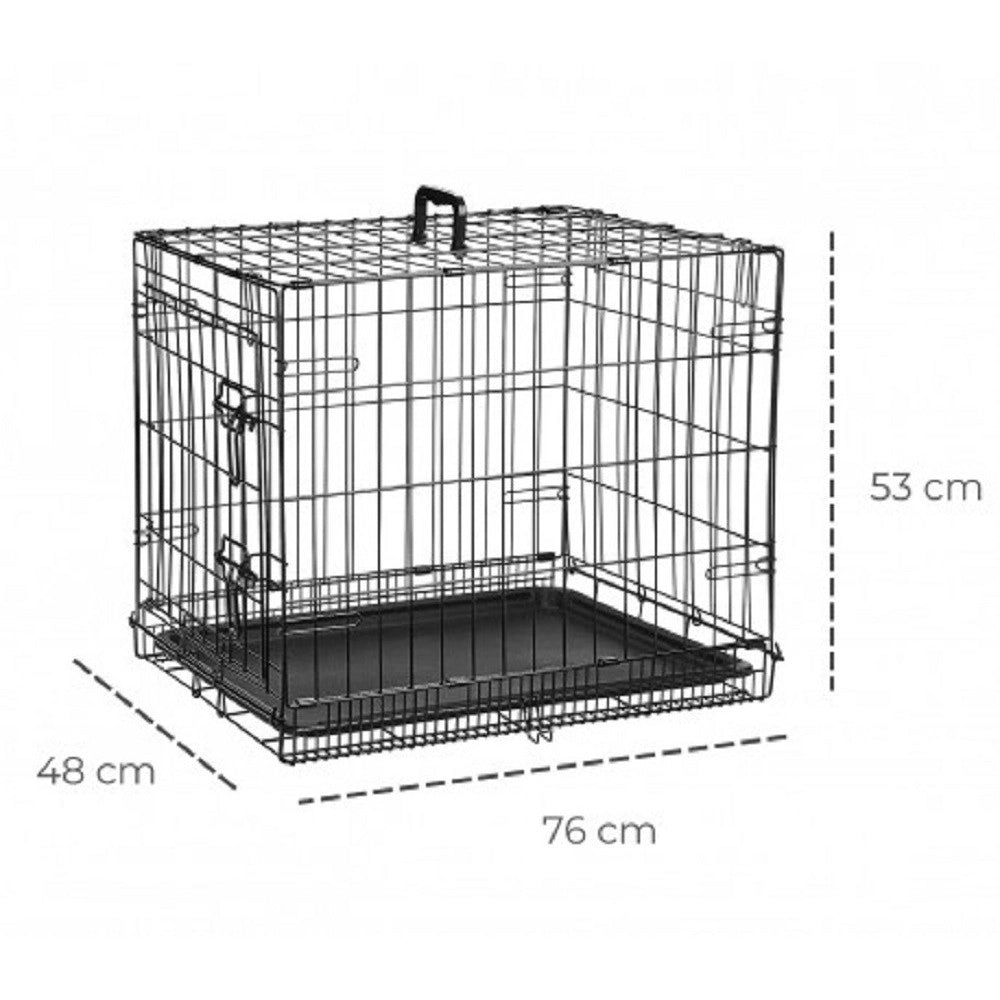 Trade Shop - Gabbia Per Cani Cane In Metallo Nero 96 X 84 X 64 Cm Per Trasporto Con Ruote -