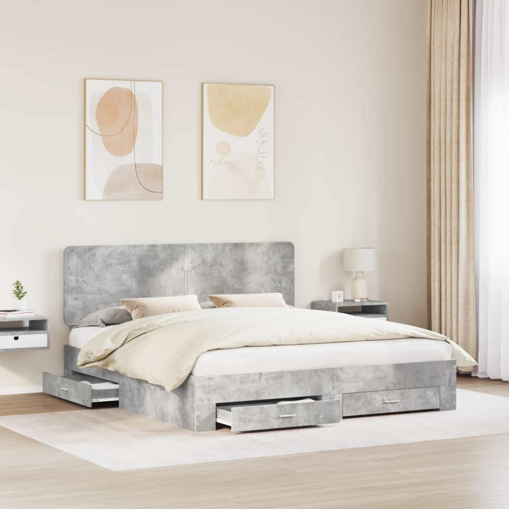 Struttura del letto con testiera Grigio cemento 200 x 200 cm 3412745