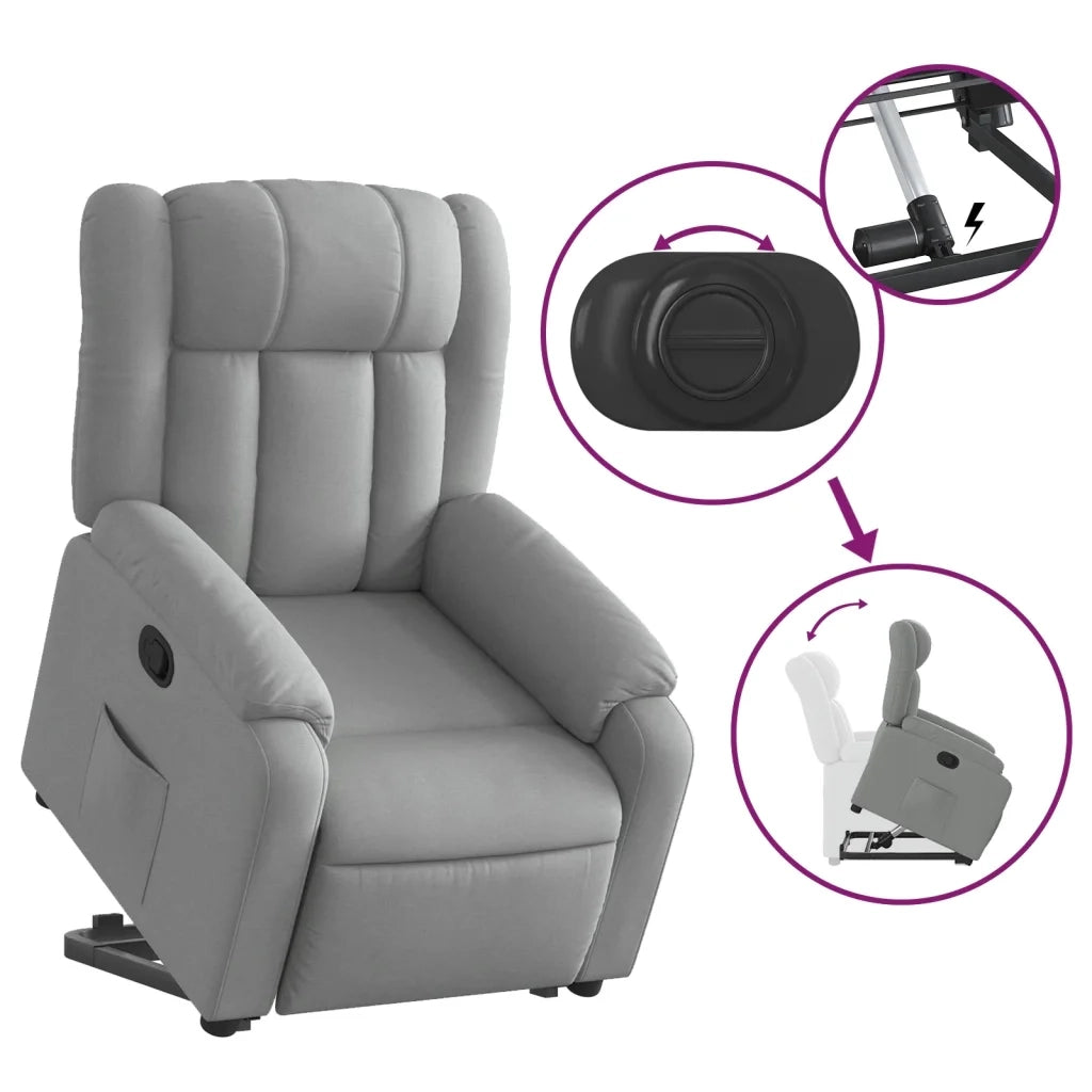 Poltrona Alzapersona Reclinabile Grigio Chiaro in Tessuto 3205316