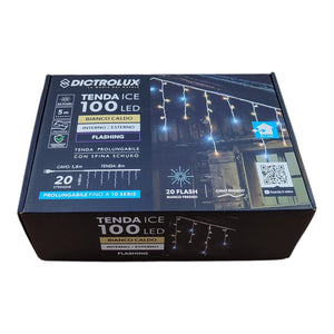 Tenda Luminosa 100 LED Bianco Caldo con Flash Bianco Freddo 5m Esterno IP44