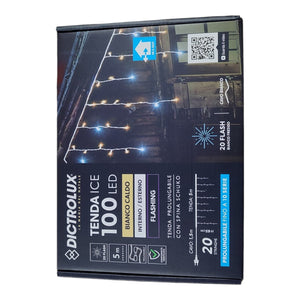 Tenda Luminosa 100 LED Bianco Caldo con Flash Bianco Freddo 5m Esterno IP44