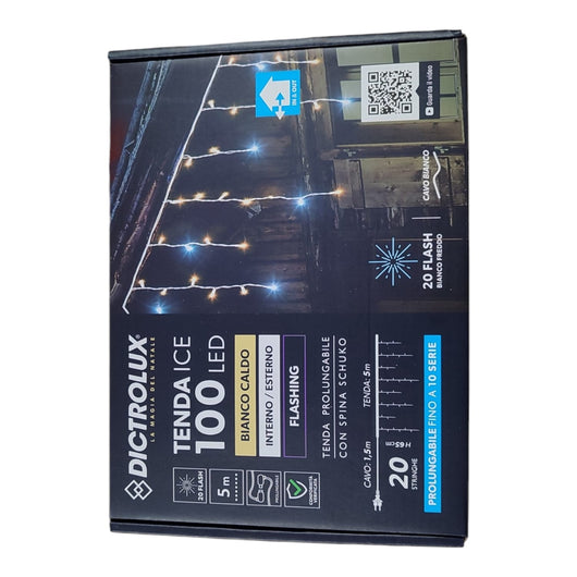 Tenda Luminosa 100 LED Bianco Caldo con Flash Bianco Freddo 5m Esterno IP44