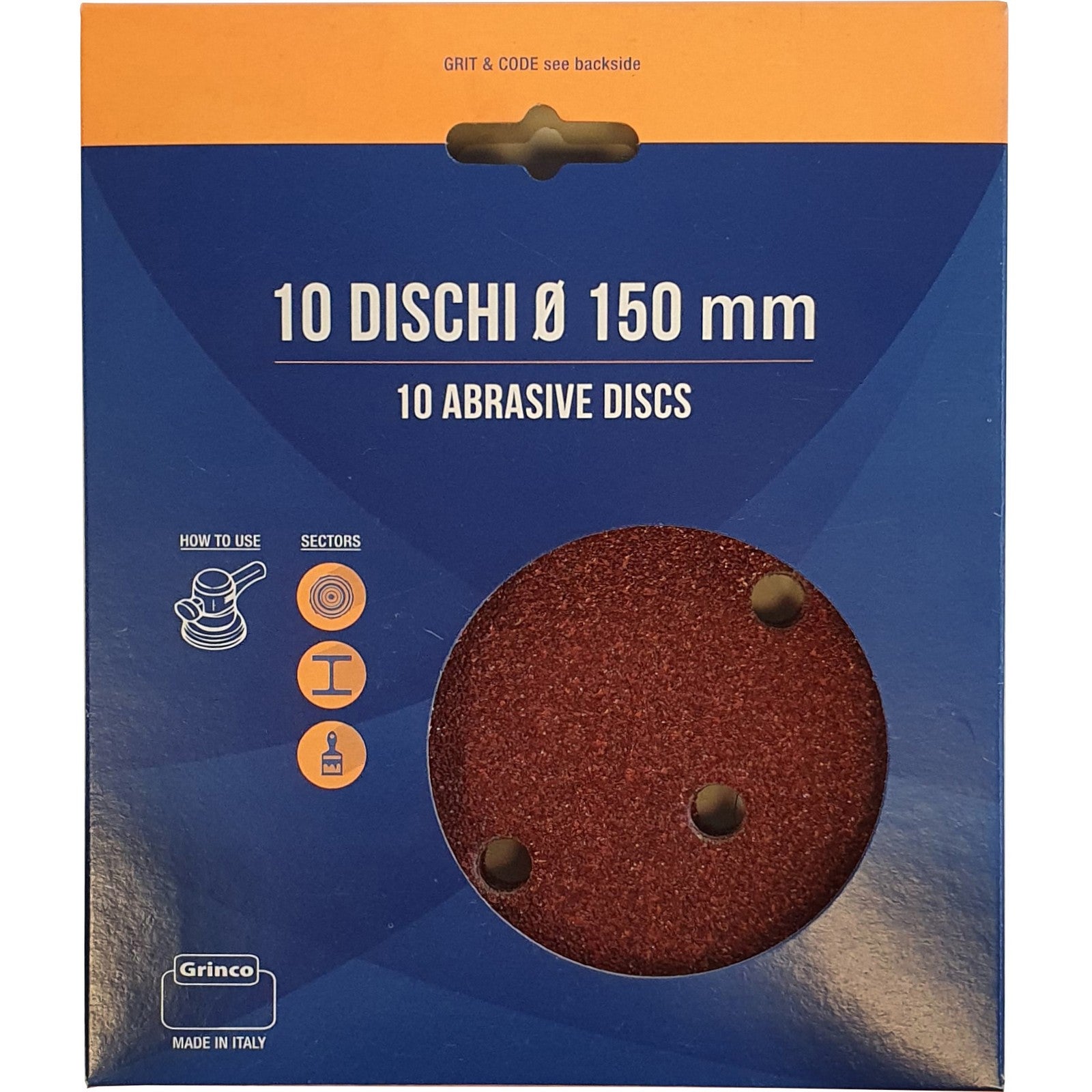dischi abrasivi velcrati 6 fori mm.150 gr.120 confezione pezzi.10 cod:ferx.1697