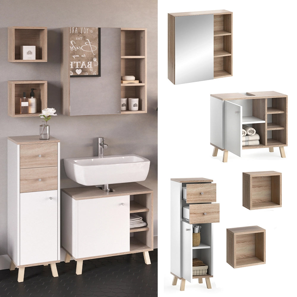 Vicco Set mobili bagno Bianco 4 parti