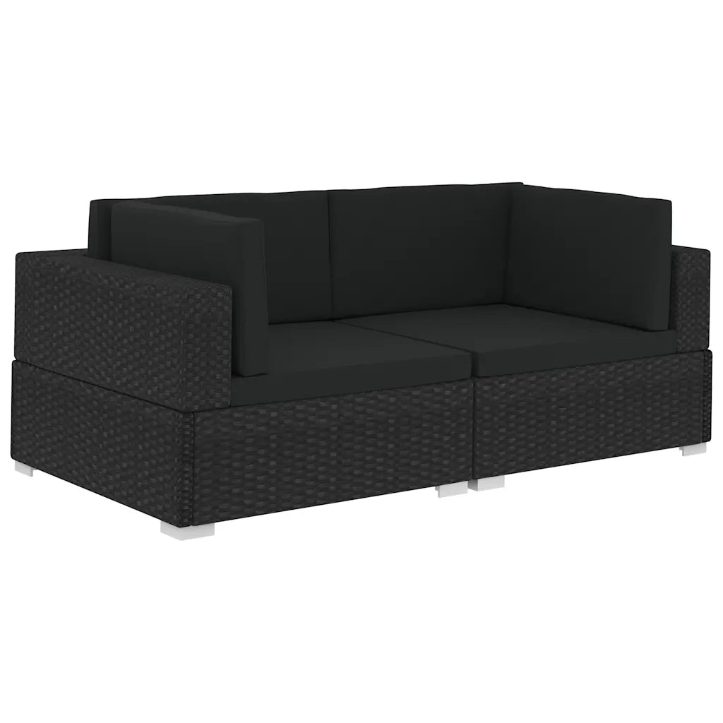 Poltrone Modulari ad Angolo con Cuscini 2 pz Polyrattan Nero 782465