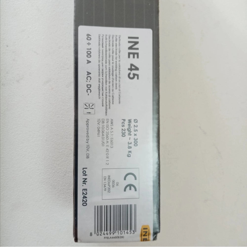 Elettrodo rutile ine 45 e6013 da 2,5 x 300mm colore grigio per la saldatura di acciaio al carbonio - 230pz