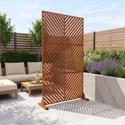 Pannello Divisorio Kekan con Struttura Decorativa in Acciaio Corten 180 x 90 cm - Marrone Ossidato casa.pro