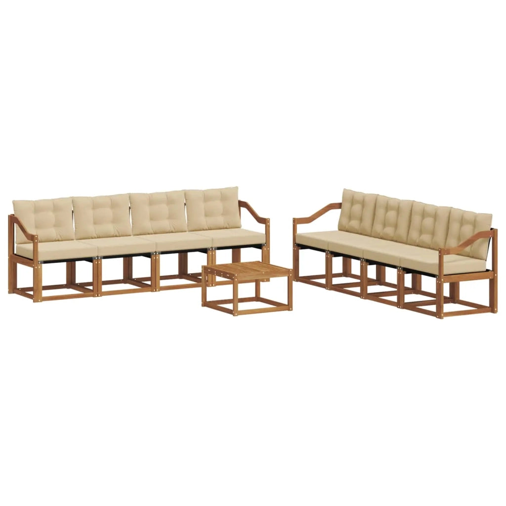 Set di divani da esterno con cuscino 9 pcs Naturale e Beige 3368532