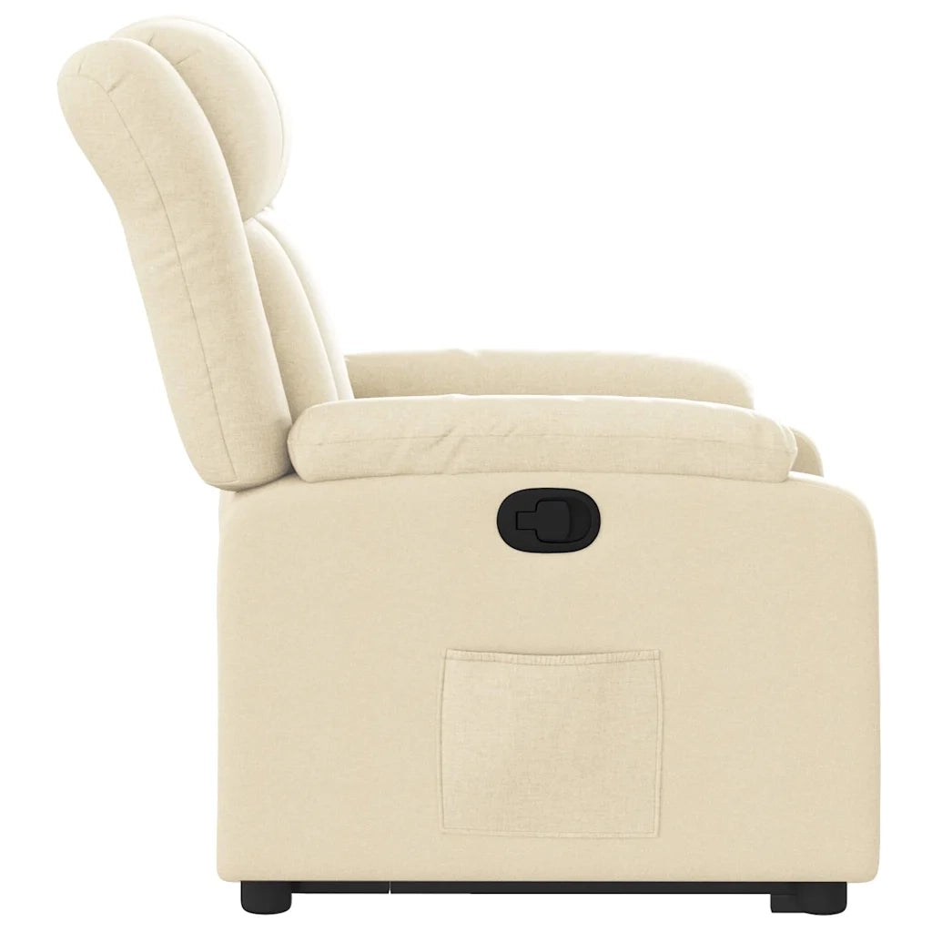 Poltrona | Sedia Relax Alzapersona Reclinabile Crema in Tessuto
