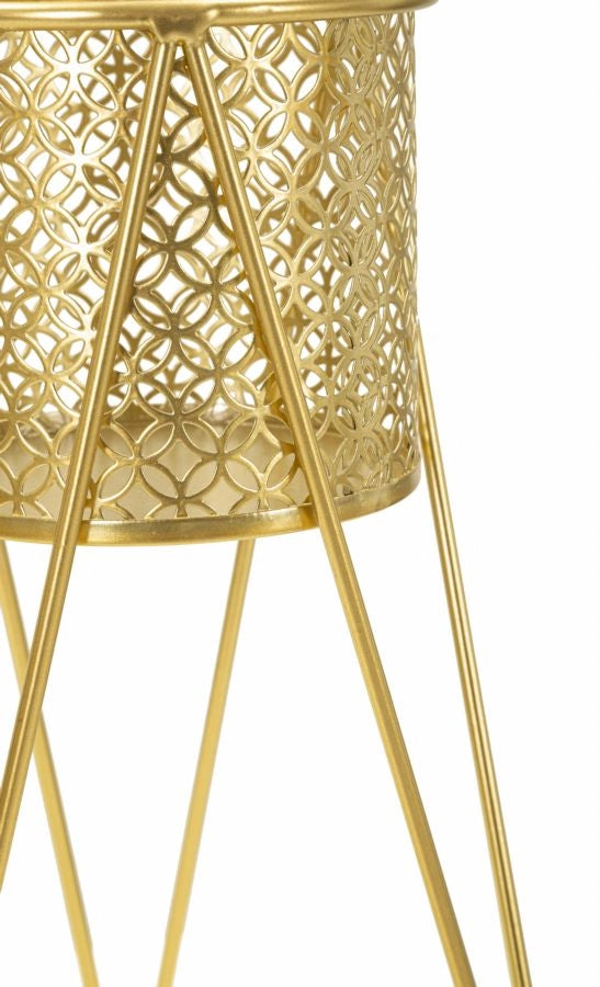 Porta Vasi Nat Coppia 21x20x46 cm - 18x18x32 cm in Ferro Oro