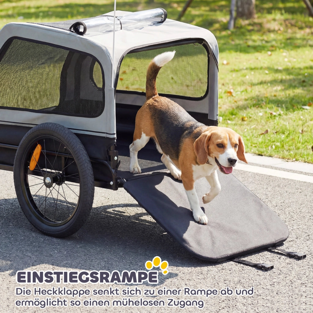 Rimorchio per Bicicletta Pieghevole per Cani ¨C zephmum ¨C Grigio 20kg