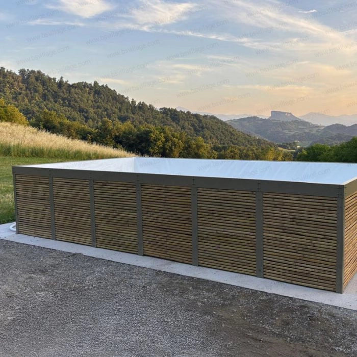 Piscina Laghetto fuori terra rivestita in Bambù ANTEA® 7,12 x 3,12 h.1,26 m