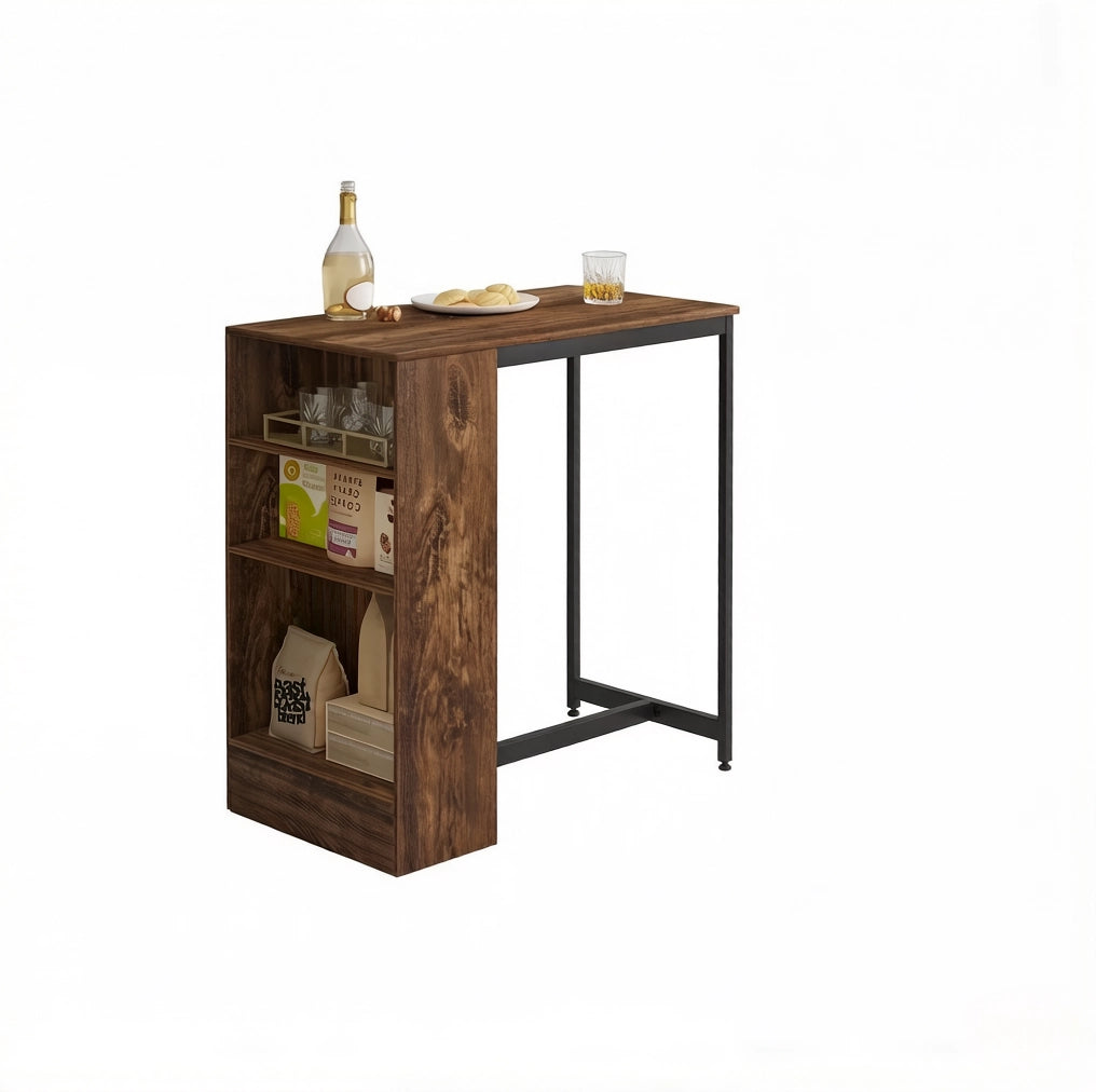 Tavolo bar con ripiani portabottiglie 91x49x91 cm