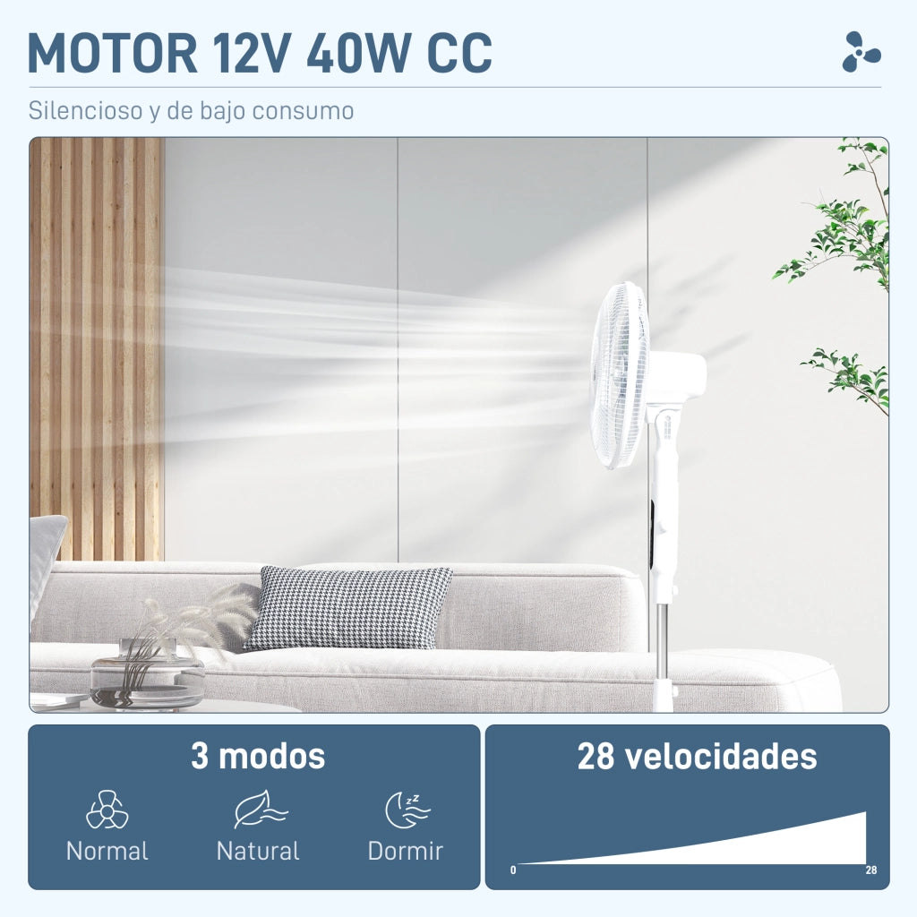 Ventilatore a Pedana con Telecomando Oscillante 28 Velocita 3 Modalita Timer e Antizanzare ¨C Zephmum ¨C Bianco