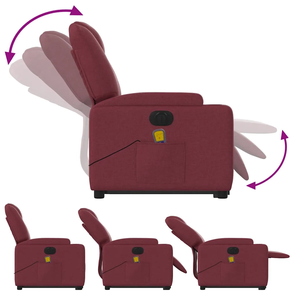 Poltrona Alzapersona Massaggiante Elettrica Rosso Vino Tessuto 3204407