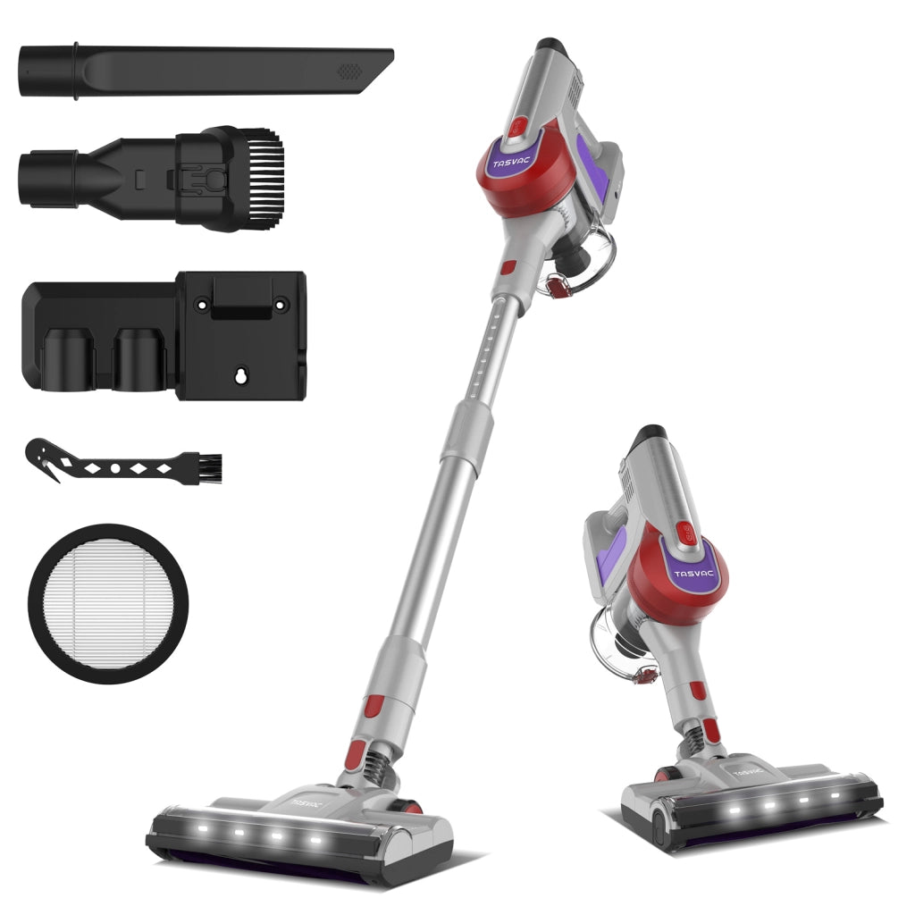 TASVAC S8 RED Aspirapolvere senza fili con display a LED e spazzola a rullo morbida