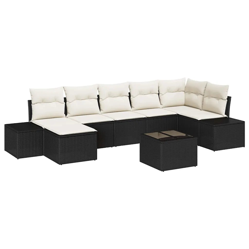 Set Divano da Giardino con cuscino 8 pcs Nero polyrattan 3347157