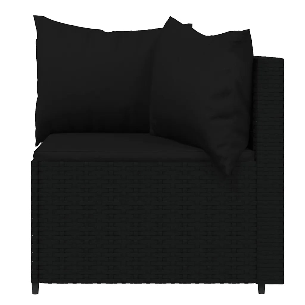 Set Divani da Giardino 3 pz con Cuscini Nero in Polyrattan 319791
