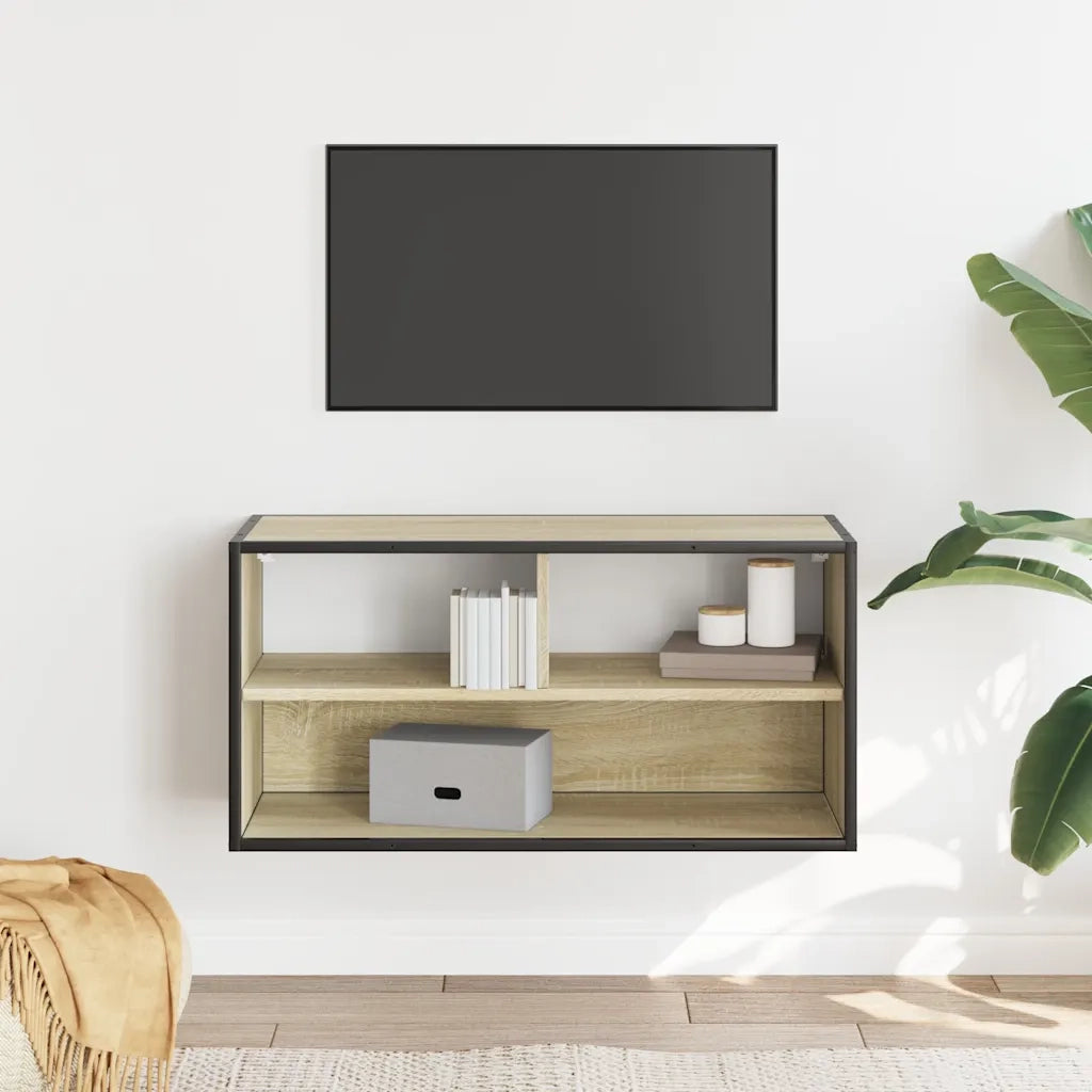 Mobile TV Rovere Sonoma 80x31x39,5 cm Legno Multistrato Metallo