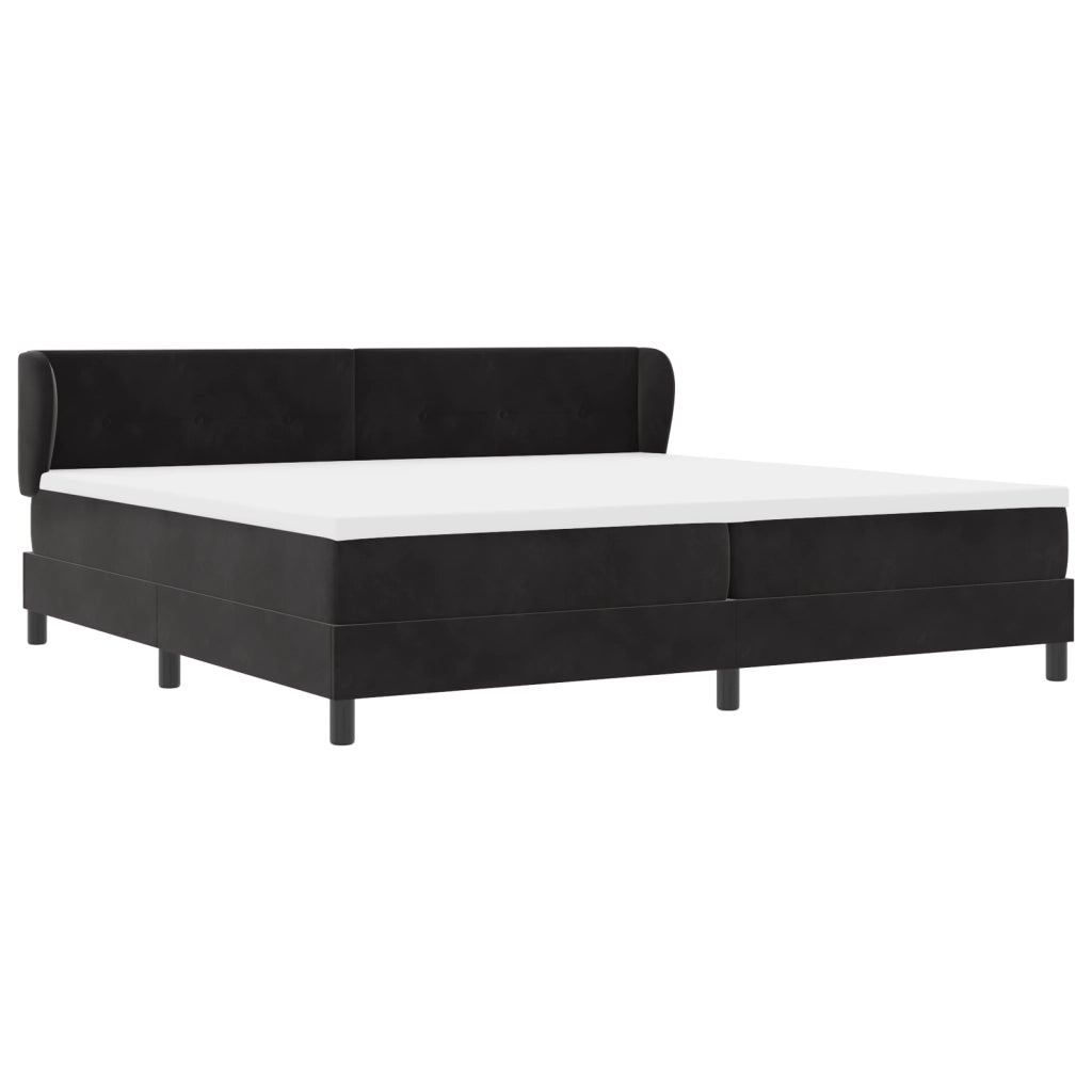 Letto Box Spring con Materasso Nero 200x200 cm Velluto