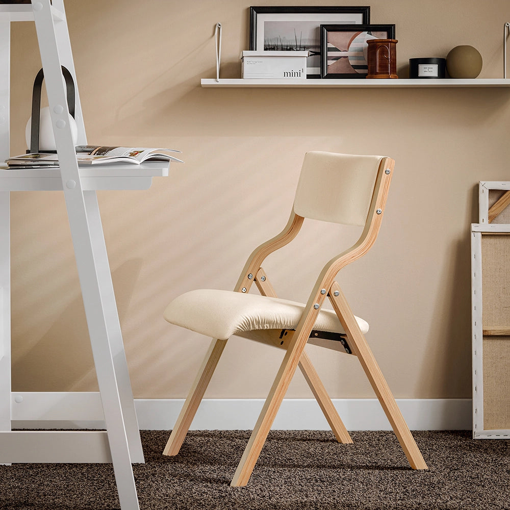 SoBuy FST40-Wx2, Lotto da 2 Sedie Pieghevoli da Pranzo con Seduta e Schienale Imbottiti, Design Elegante e Salvaspazio Sedie Pieghevoli da Interno, Perfette per Cucina, Ufficio ed Esterno, Bianco