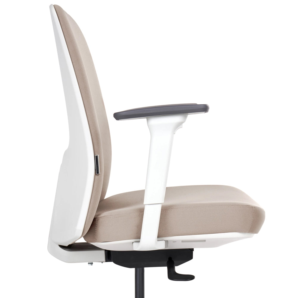 Sedia da ufficio ergonomica con schienale regolabile, seduta scorrevole, braccioli regolabili e supporto lombare tortora