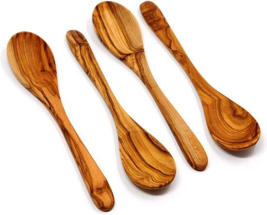 Lepelli in legno di olivo finemente lavorato - Unico - di alta qualità - per il tè - il caffè - l'acqua di miele - i dessert - regalo - ideale per Natale e compleanni