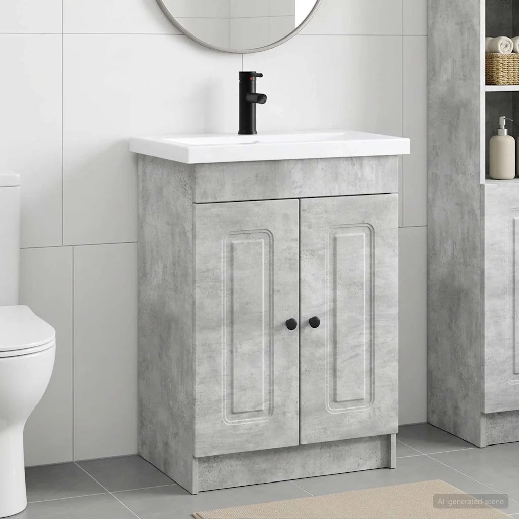 Set di mobili per il bagno Grigio Cemento 56 x 37,5 x 81 cm 3404167