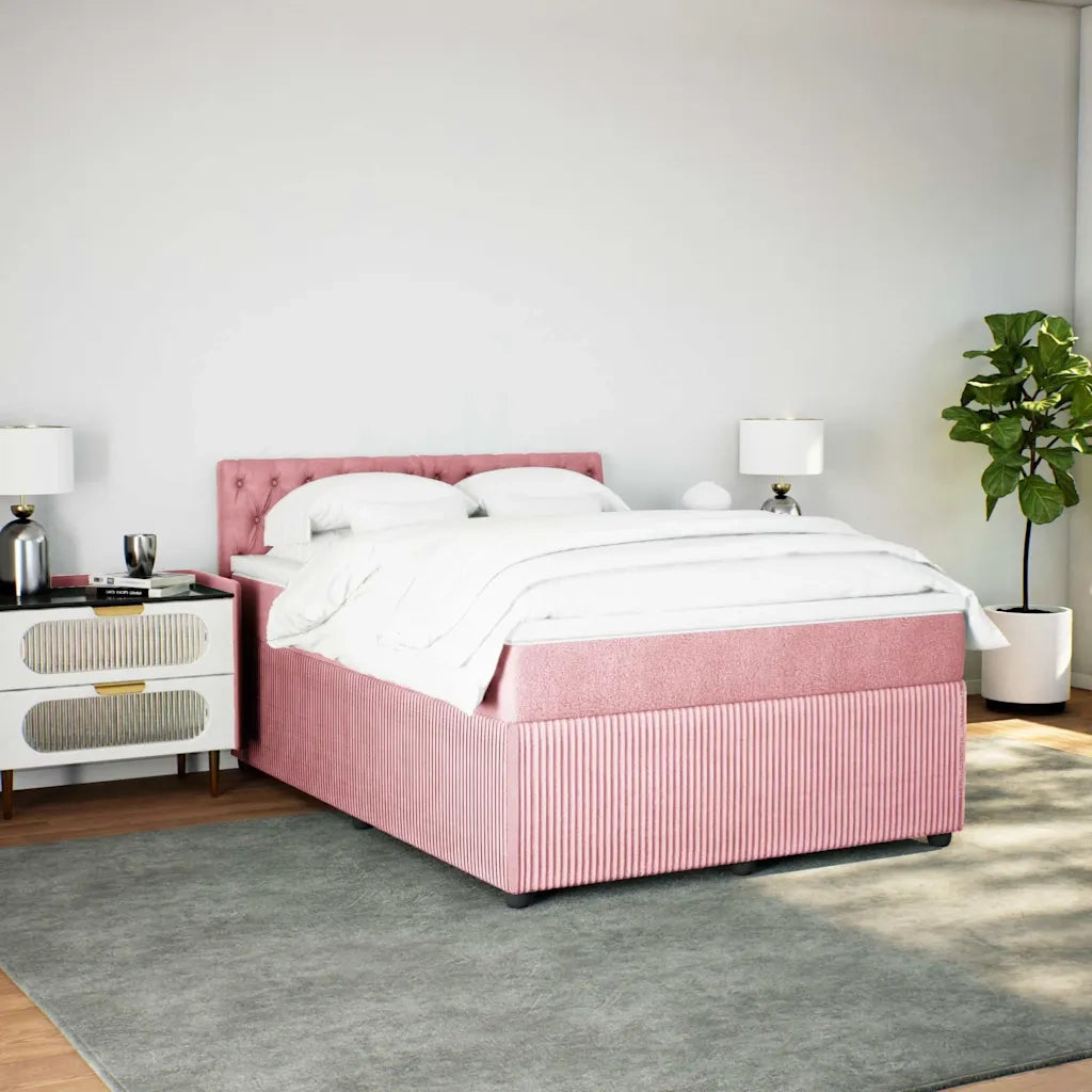 Giroletto a Molle con Materasso Rosa 140x190 cm in Velluto 3290045