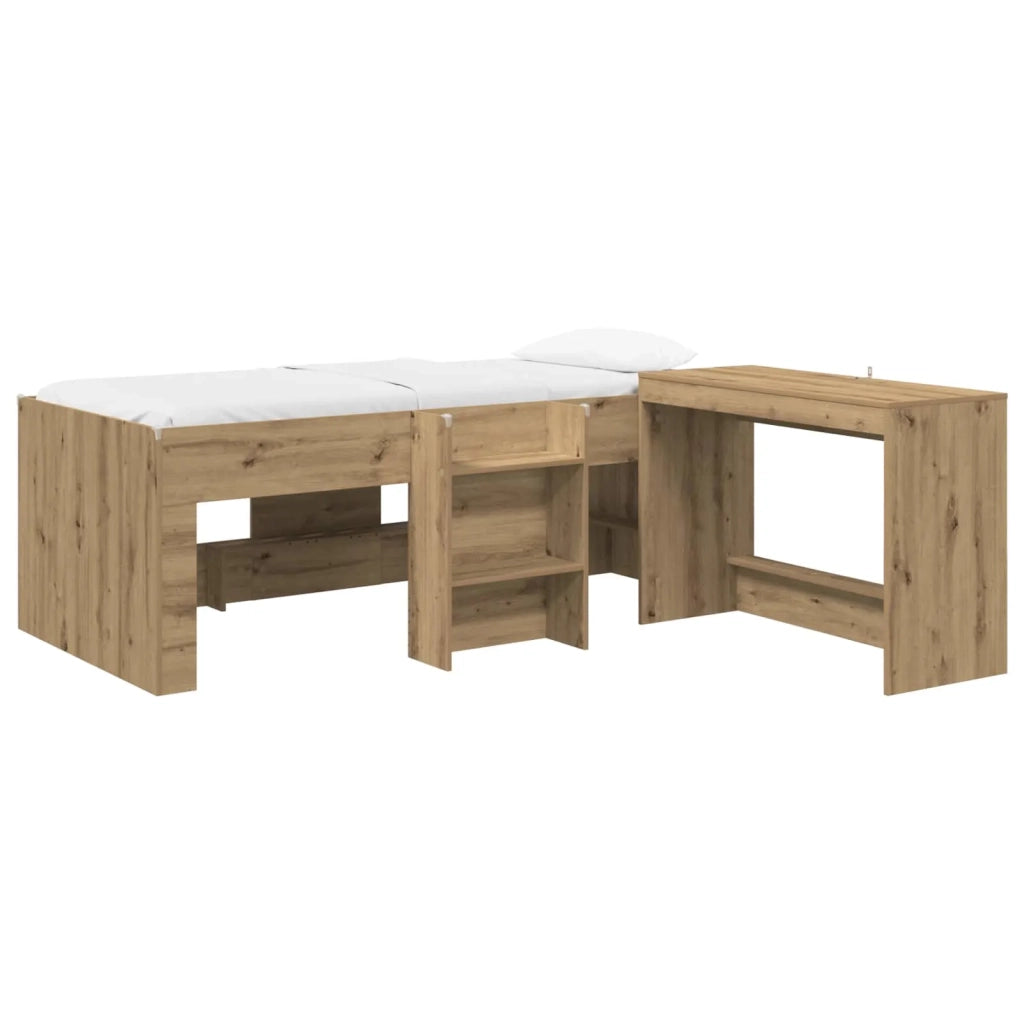 Letto alto per bambini con scrivania 2 pz Rovere Artigianale 3423477