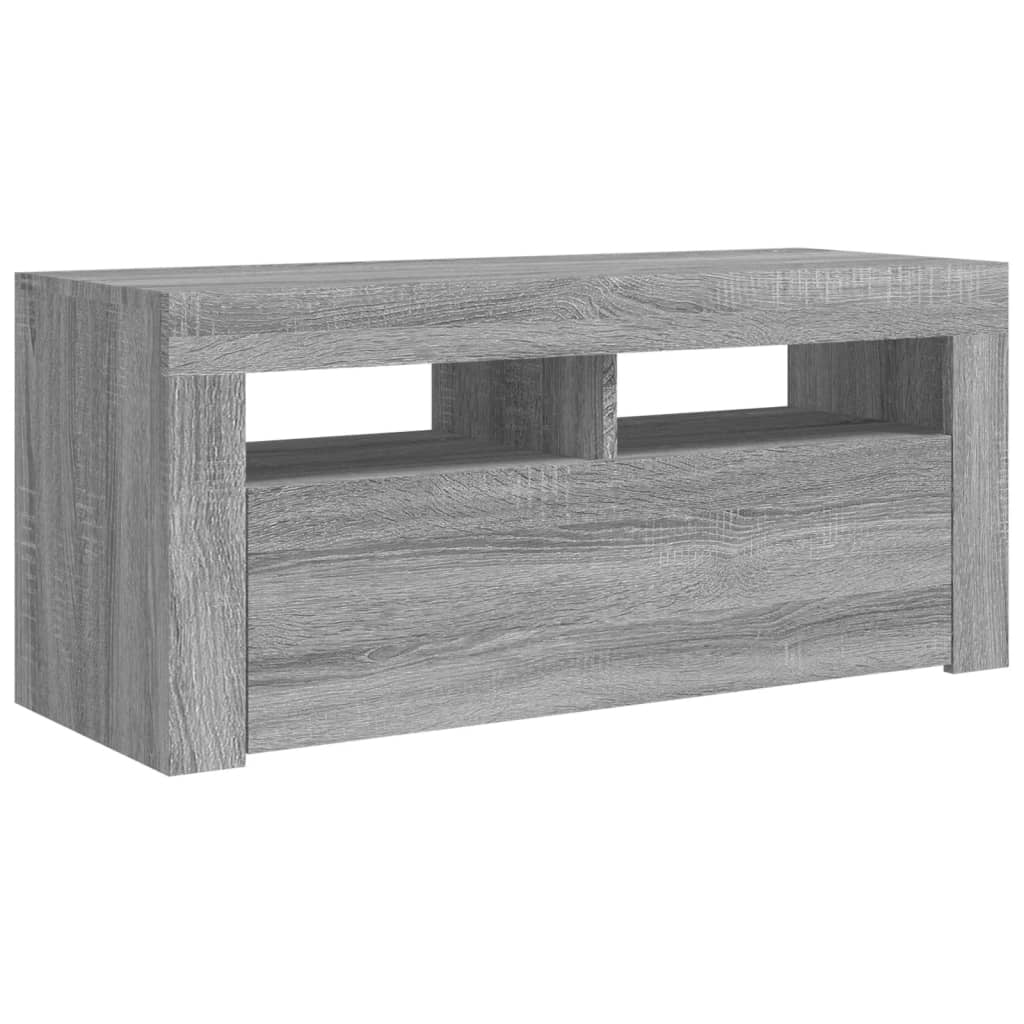 Mobile TV multimediale scaffale TV credenza mobile TV sala da pranzo soggiorno camera da letto con luci LED Sonoma 90 x 35 x 40 cm grigio 02_0026832